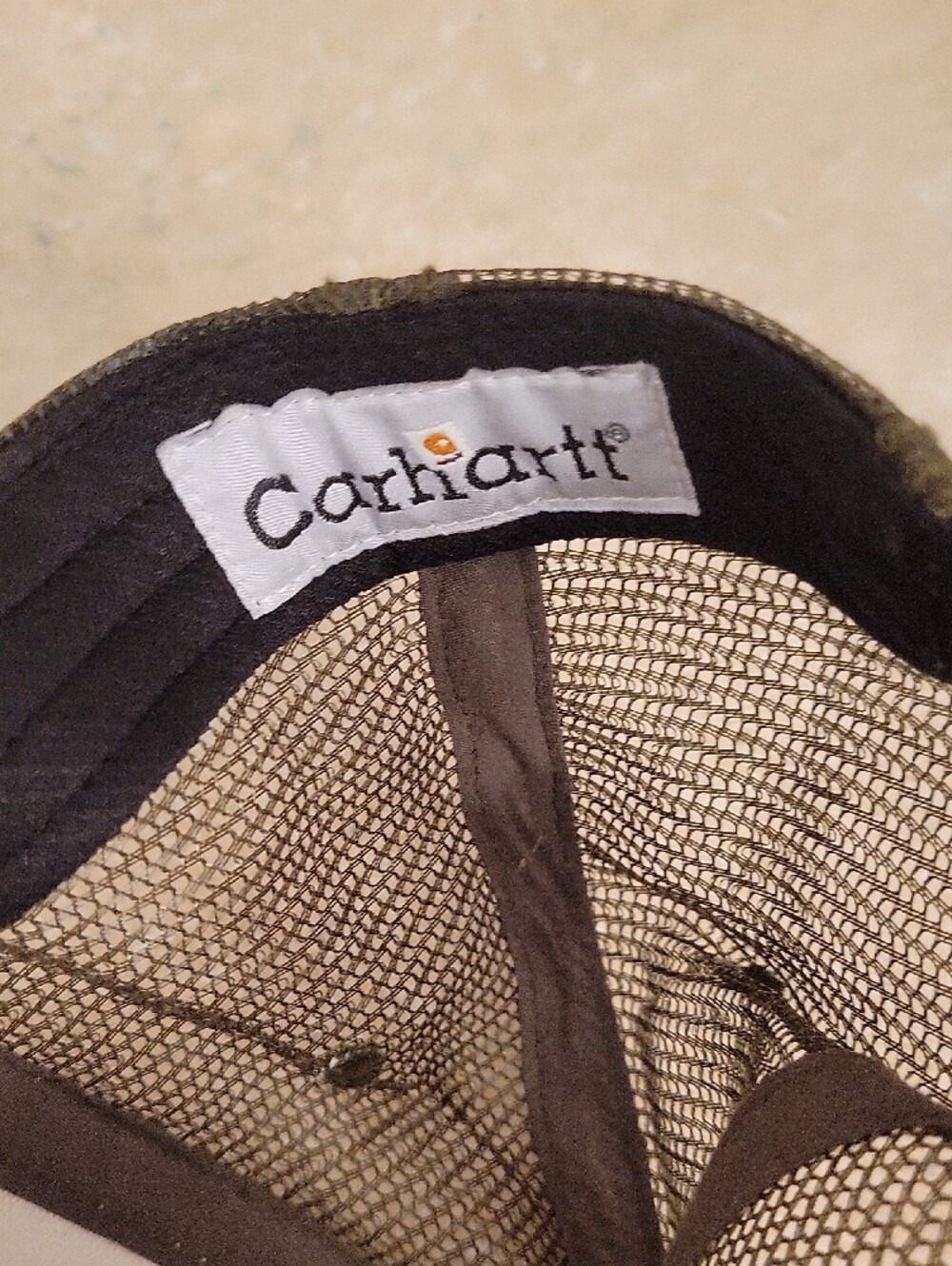 Carhartt Cream Front Olive Brim Brown Mesh Trucker Hat - Picture 7 of 7